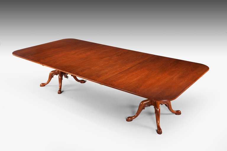 British George III Style Mahogany Tow Pillar Dining Table