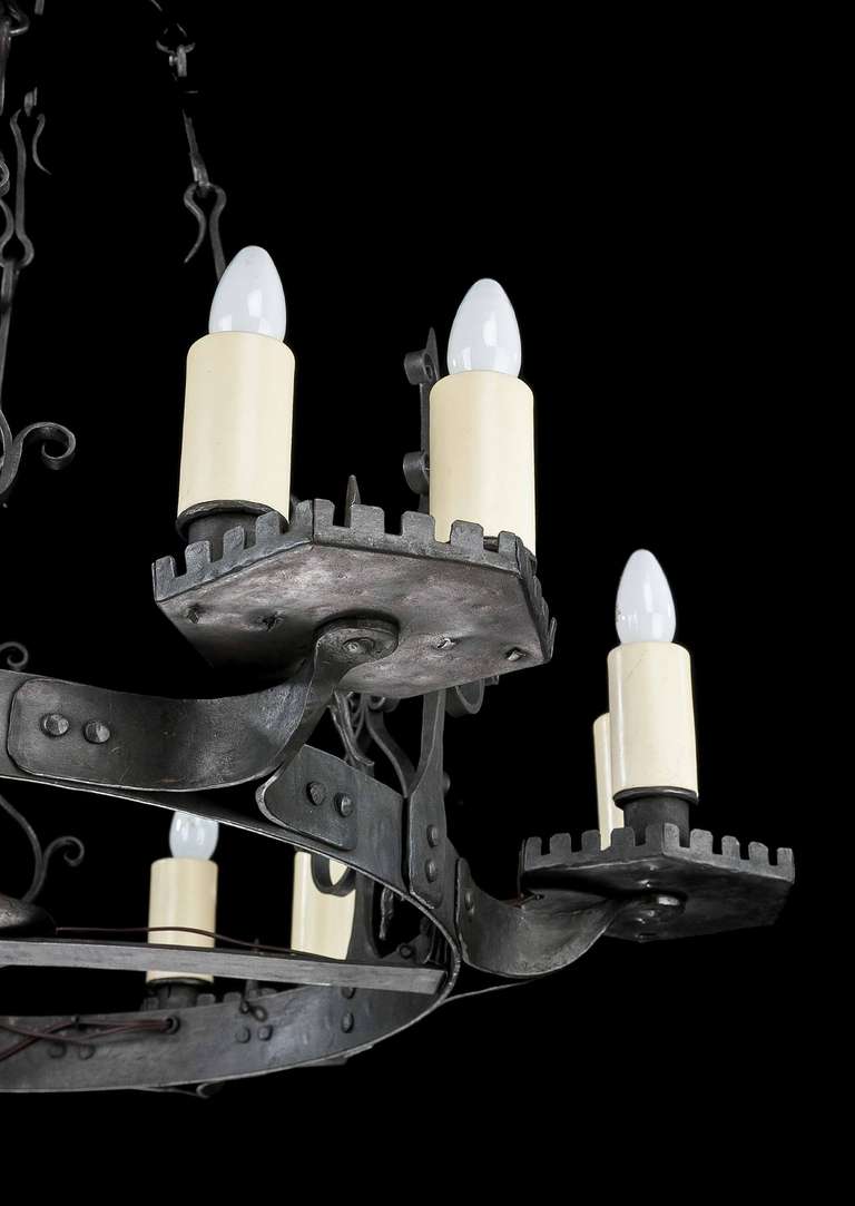 Tudor Design Twelve-Arm Chandelier In Good Condition In Peterborough, Northamptonshire