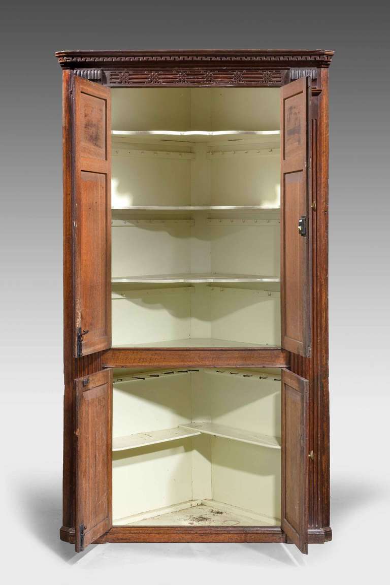 British George III Oak Corner Cupboard