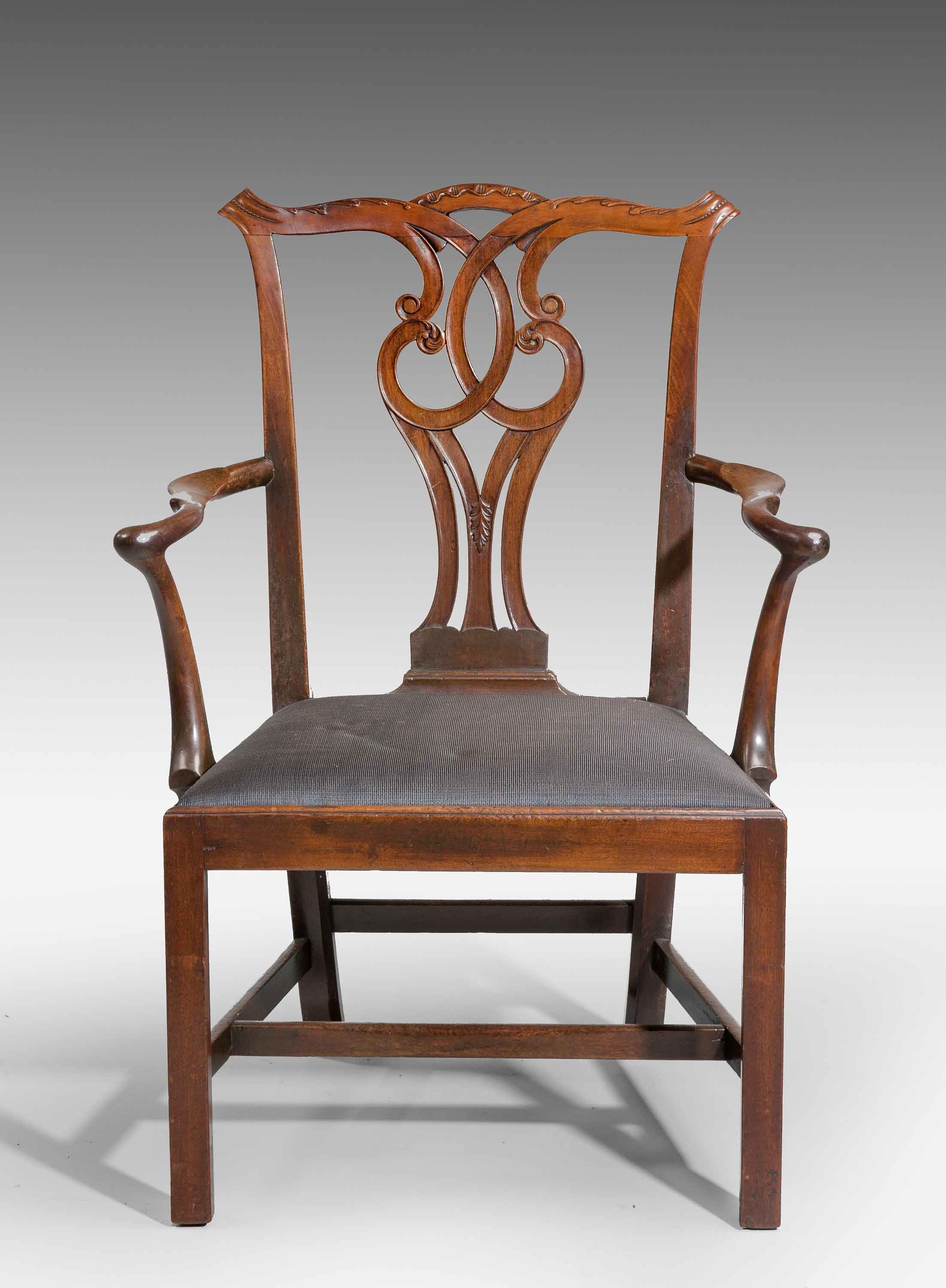 Chippendale Period Mahogany Elbow Chair