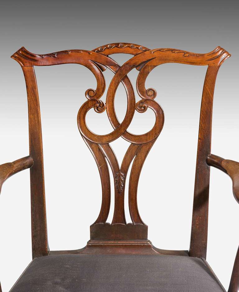 18th Century and Earlier Chippendale Period Mahogany Elbow Chair