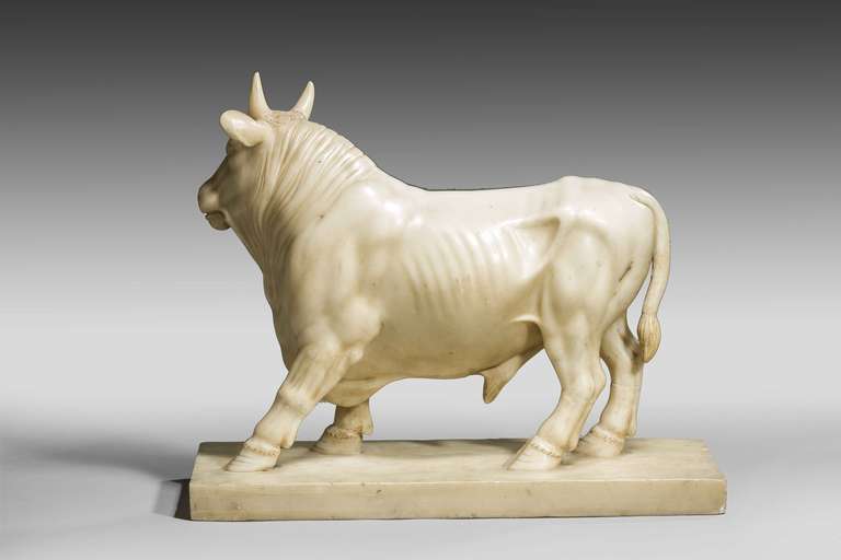 Late 19th Century Italian Alabaster Model of a Bull In Good Condition In Peterborough, Northamptonshire