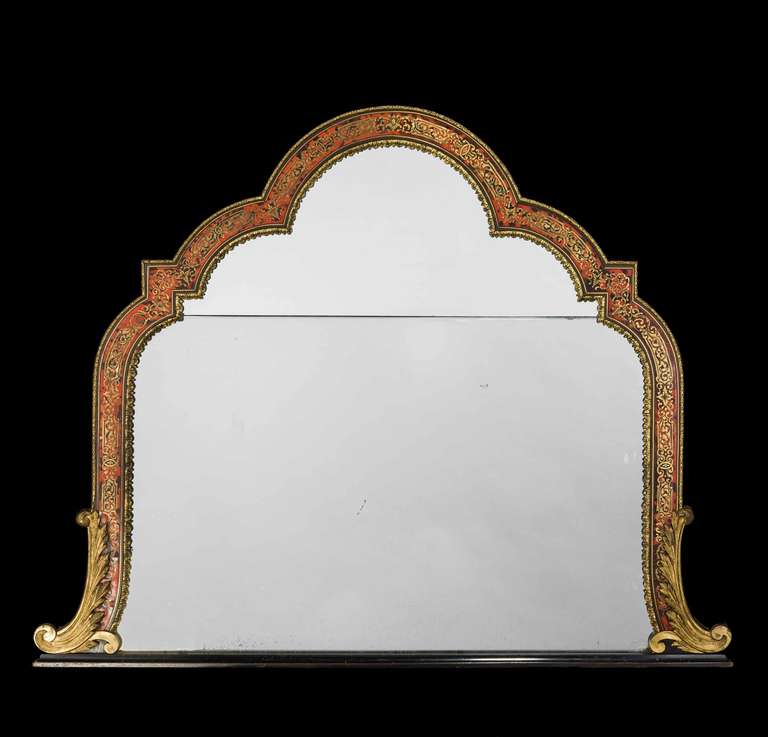 A good 19th Century 'Boulle' well shaped Mirror ,finely chiselled and cast brass and tortoiseshell decoration, the base supports with swept anthemion section.

André-Charles Boulle (11 November 1642 – 28 February 1732) was the French cabinetmaker