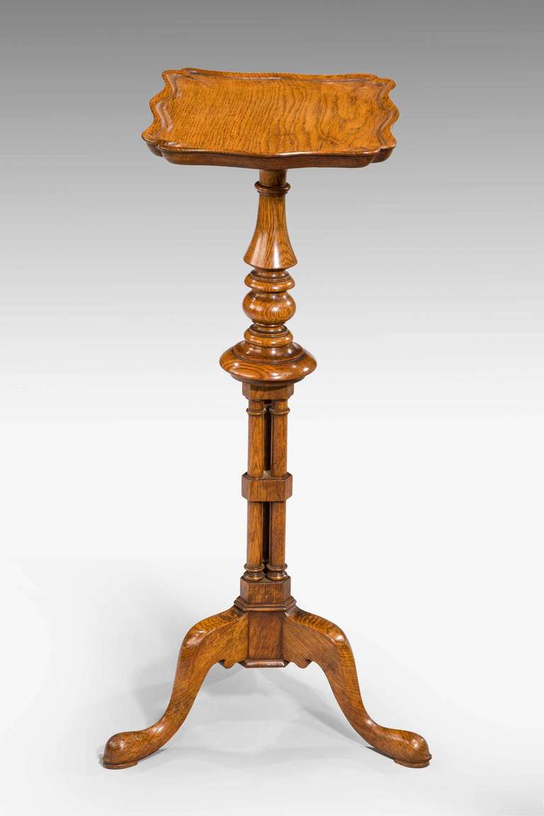 British Attractive Late 19th Century Oak Candle Stand