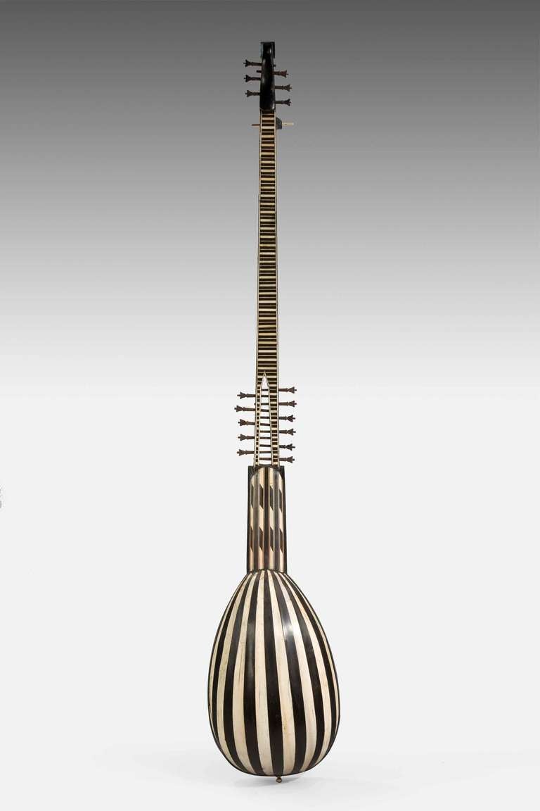 18th Century and Earlier Late 17th Century Theorbo or Chitarrone and Case