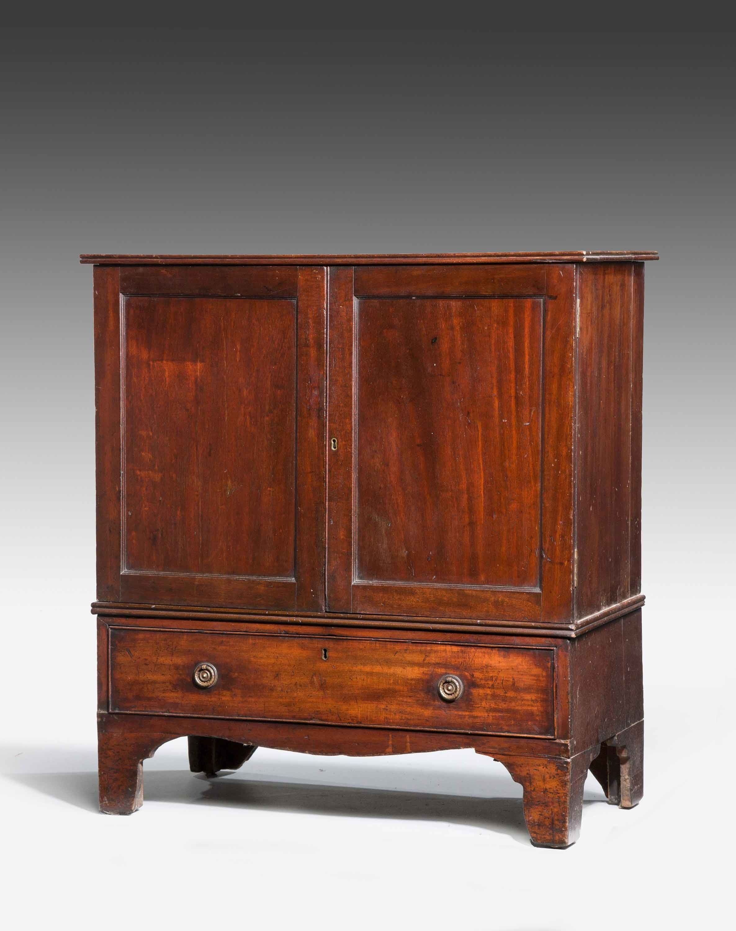 George III Period Mahogany Dwarf Press with Double Shelves and Drawer