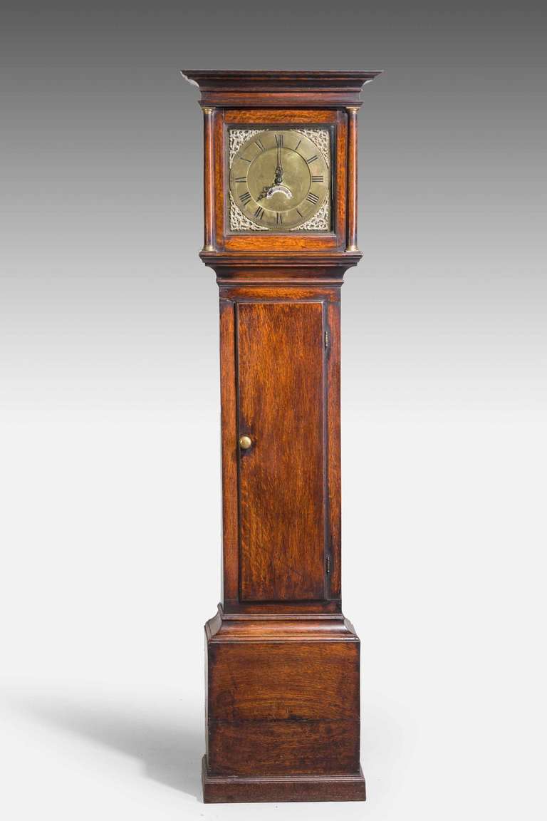 Small late 18th century longcase clock by Mathews of Leighton with thirty hour movement, brass face with original spandrels. Unrestored.

Mathews Clock making family in Leighton Buzzard to include William (circa 1830), John (1830 - 1847), Alfred