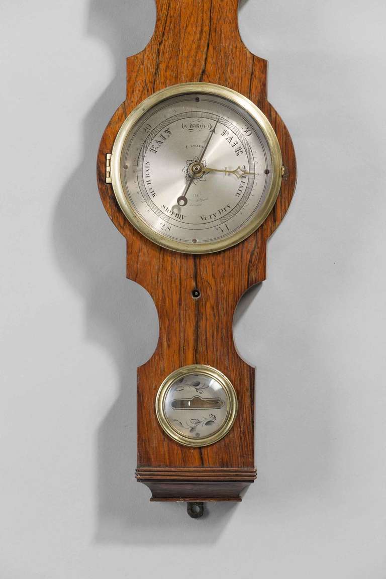 Wood Regency Period 5 ins Dial Barometer by Francis Amadio For Sale