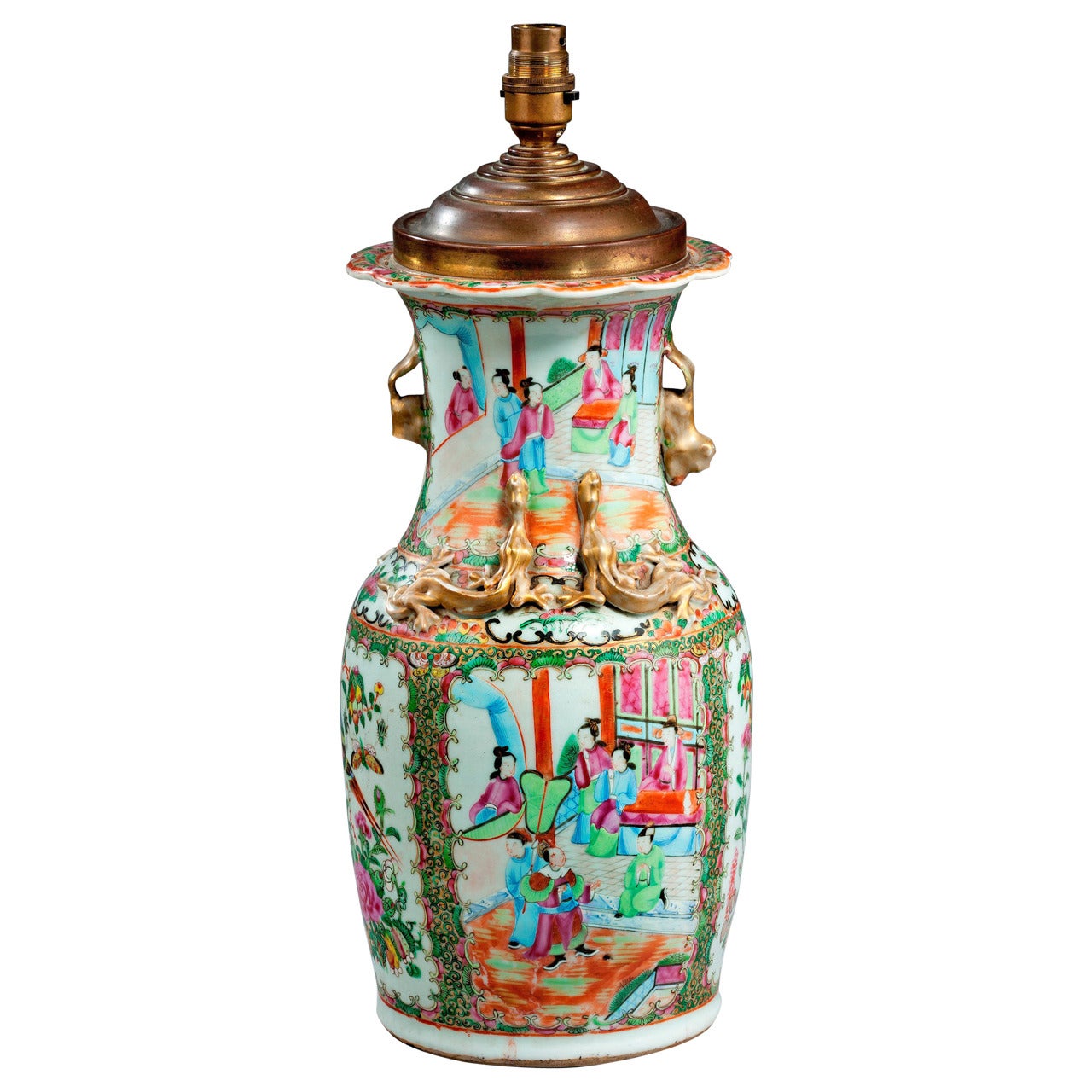 19th Century Canton Vase Lamp