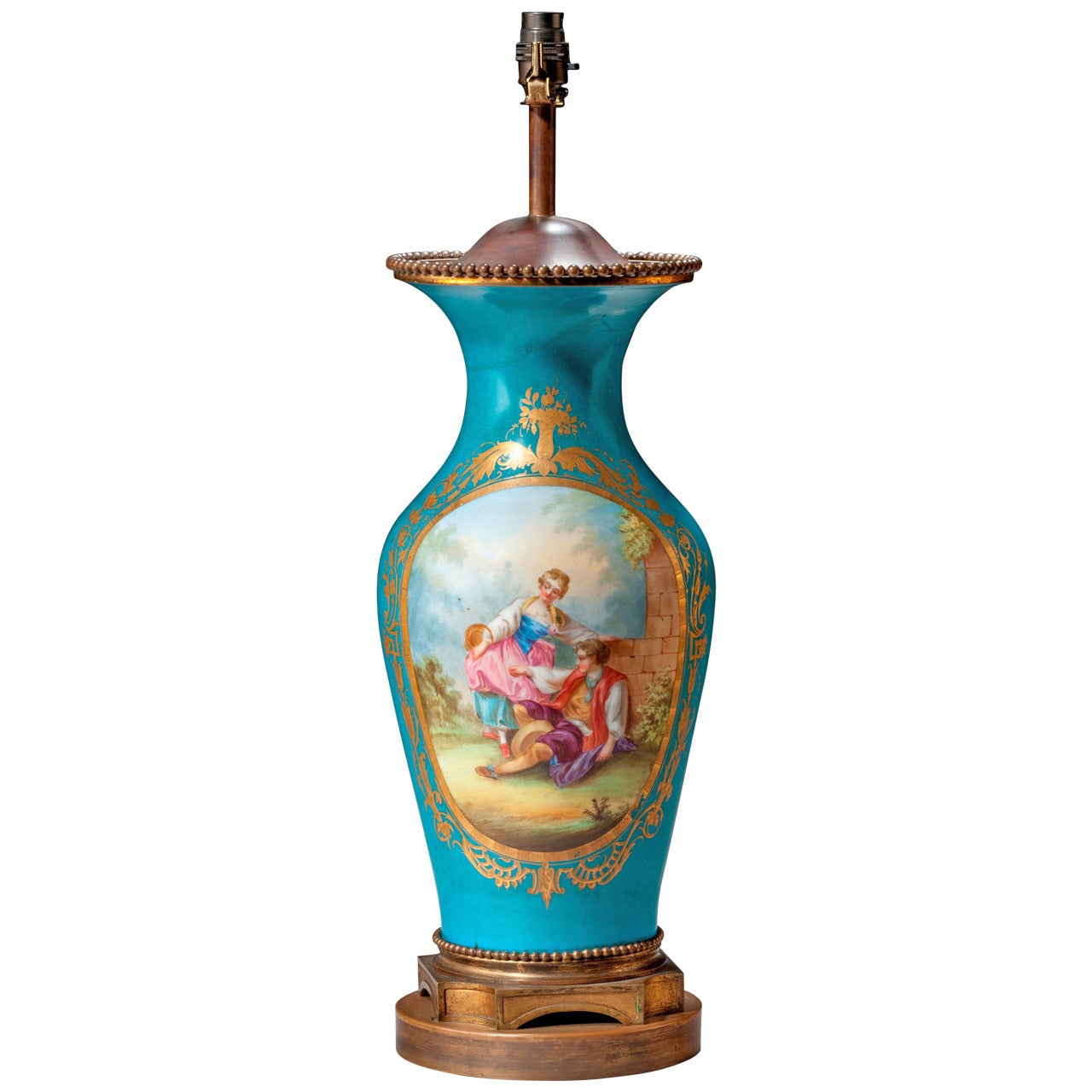 Late 19th Century Sèvres Style Porcelain Vase Lamp