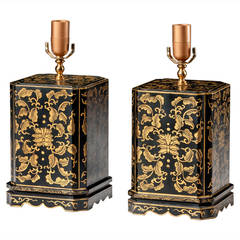 Pair of Square Section Pottery Lamps
