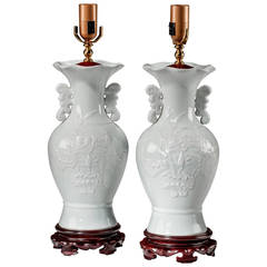 Paar Vasenlampen aus weißem Porzellan