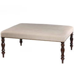 Large Mahogany Upholstered Stool 6