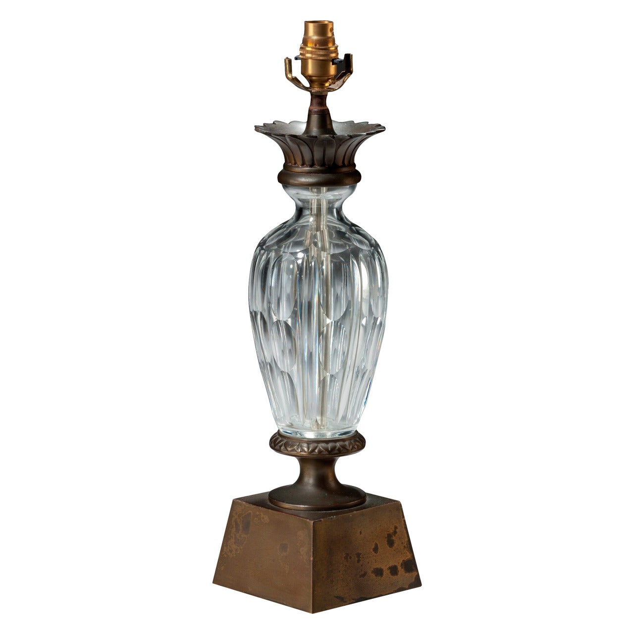 Single 1920s Cut-Glass Lamp