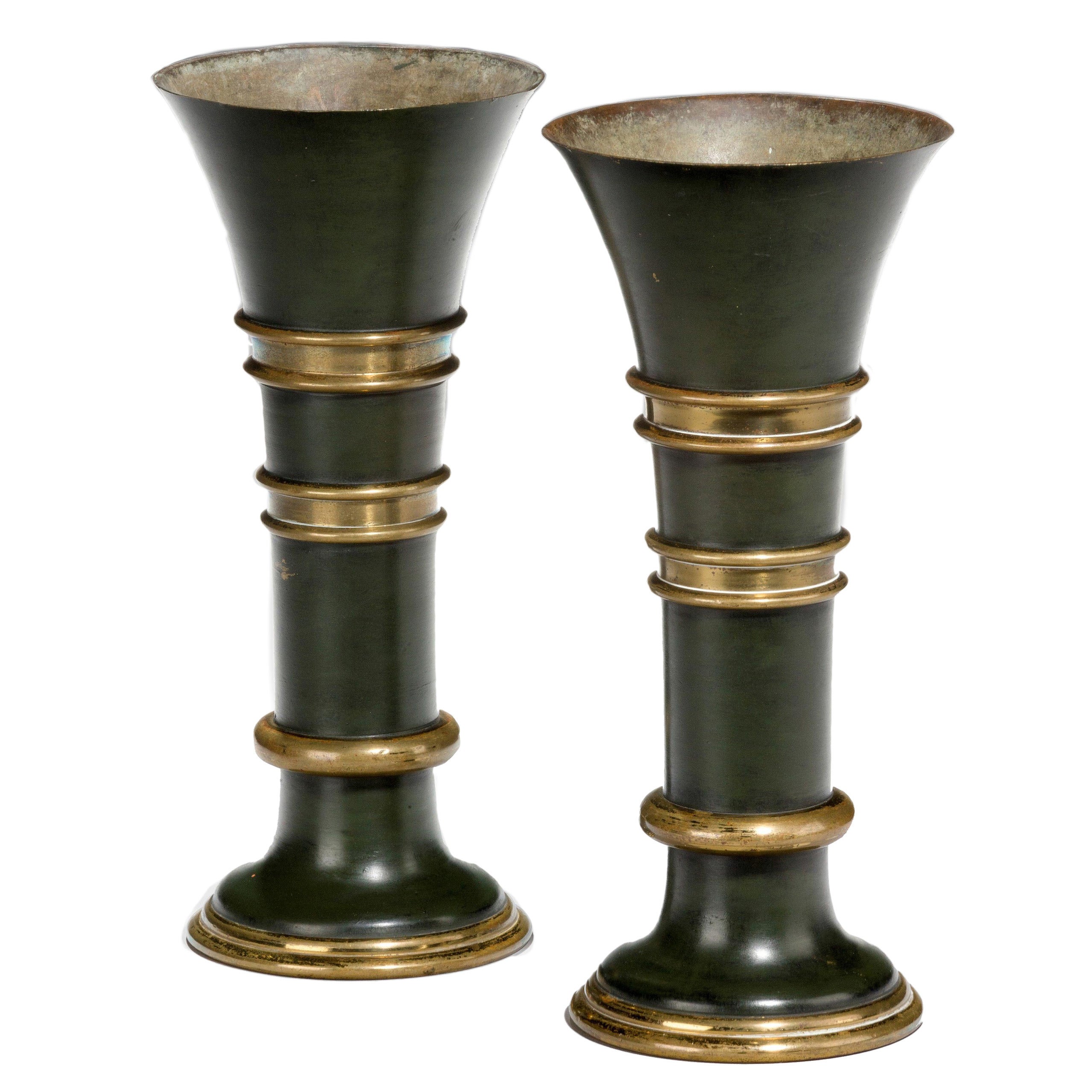 Pair of Late 19th Century Flared Bronze Vases
