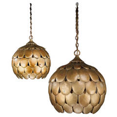 Pair of Globular Gilt Bronze Lanterns