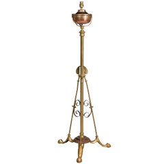 Antique Late 19th Century Standard Brass Oil Lamp