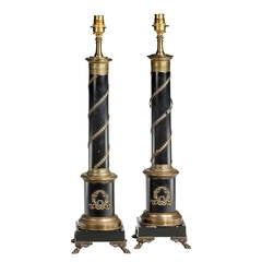 Pair of 19th Century Bronze and Gilt Bronze French Lamps