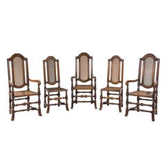 Set of 19th Century Three Elbow and Two Side Chairs