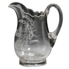 Antique Fine Mid-19th Century Etched Large Jug