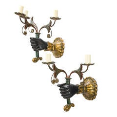Pair of 20th Century Parcel-Gilt and Bronze Wall Lights