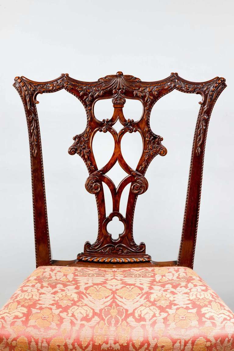 Set of 12 Chippendale Design Dining Chairs In Good Condition In Peterborough, Northamptonshire