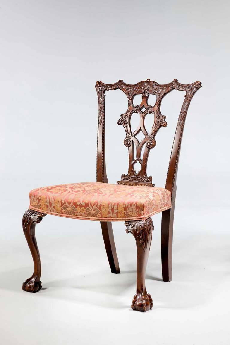 Mahogany Set of 12 Chippendale Design Dining Chairs
