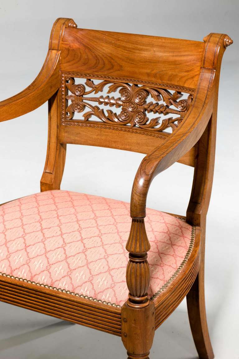 19th Century Set of Four Regency Period Elbow Chairs For Sale