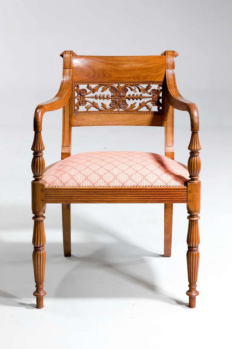 Set of Four Regency Period Elbow Chairs For Sale 2