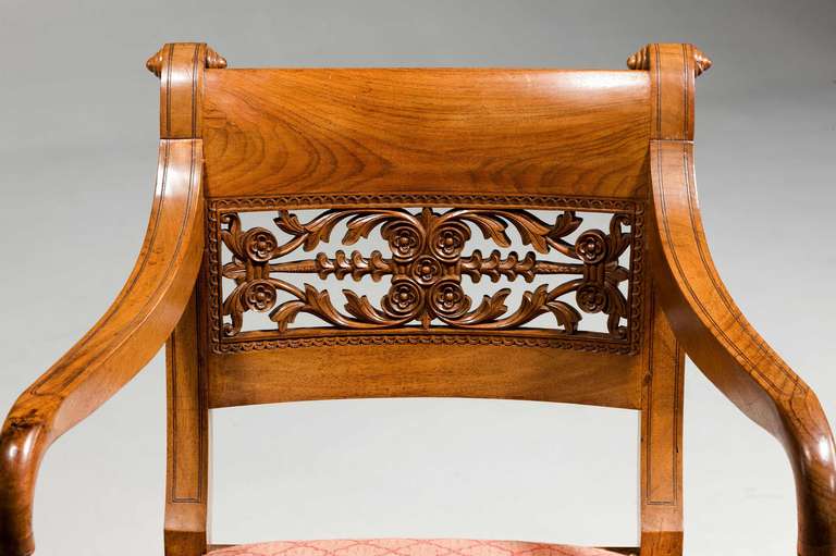 Set of Four Regency Period Elbow Chairs For Sale 4