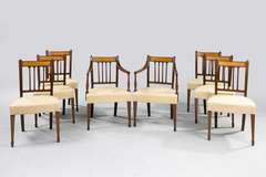 Set Of Eight Sheraton Period Dining Chairs