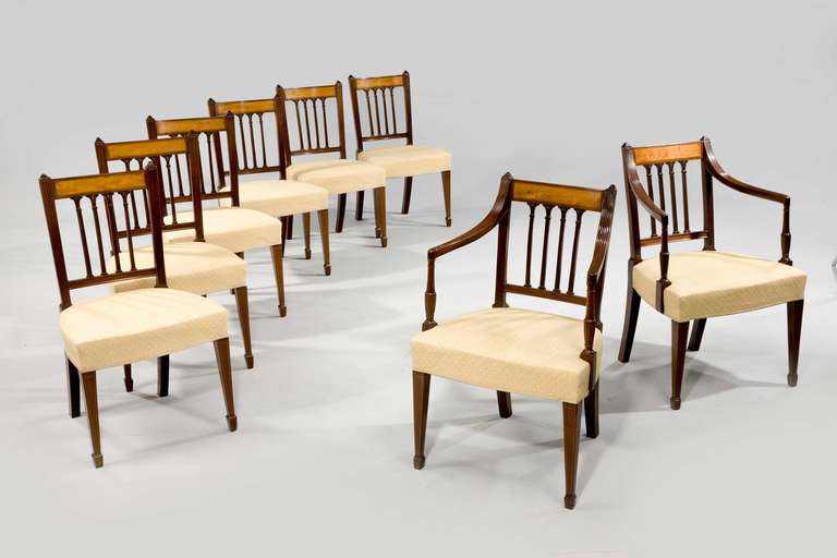Set Of Eight Sheraton Period Dining Chairs