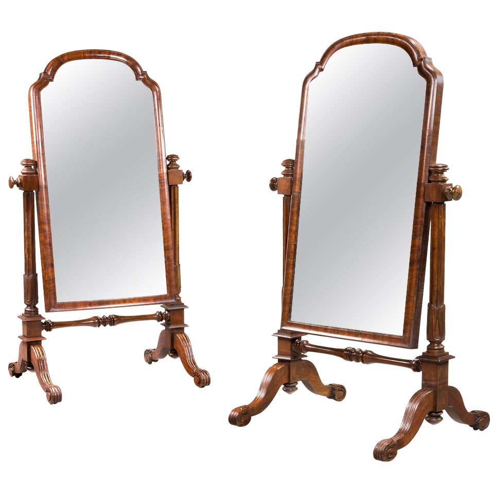Pair of Mid-19th Century Children's Cheval Mirrors