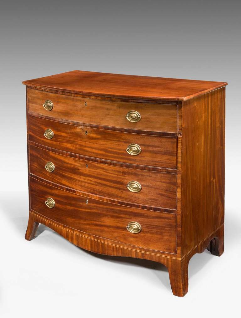 George III Period Mahogany Bow Front Chest of Drawers