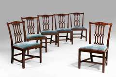 Set Of Six Chippendale Period Dining Chairs