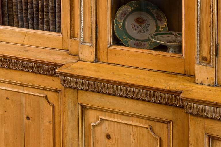 British 18th Century Pine Triple Breakfront Bookcase