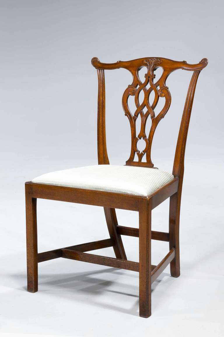 British Set of Six Chippendale Design Dining Chairs