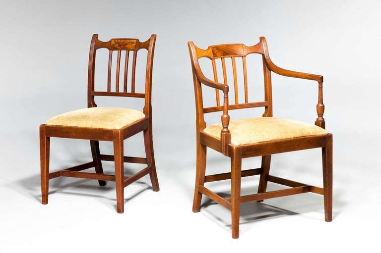 British  Eight George III Period Dining Chairs (Six Side Chairs plus Two Armchairs)