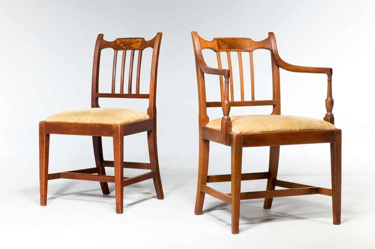 19th Century  Eight George III Period Dining Chairs (Six Side Chairs plus Two Armchairs)