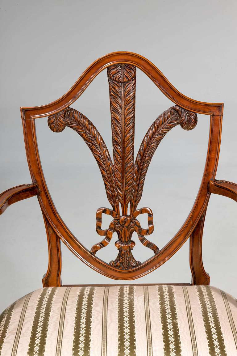 Set of 12 George III Period Satinwood Elbow Chairs by Gillows In Good Condition For Sale In Peterborough, Northamptonshire