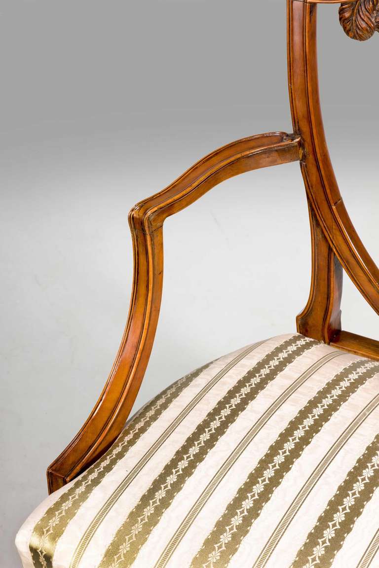 18th Century and Earlier Set of 12 George III Period Satinwood Elbow Chairs by Gillows For Sale