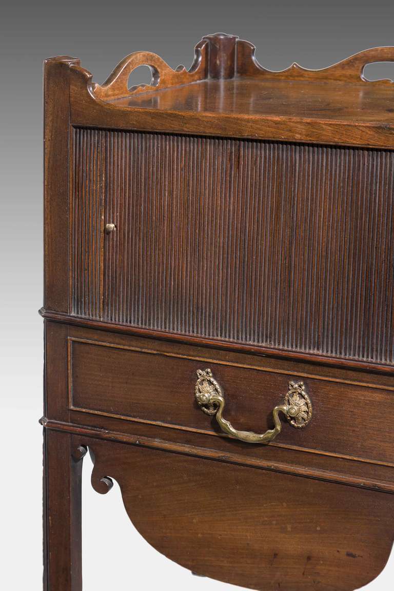 British Chippendale Period Mahogany Tambour Fronted Night Cupboard