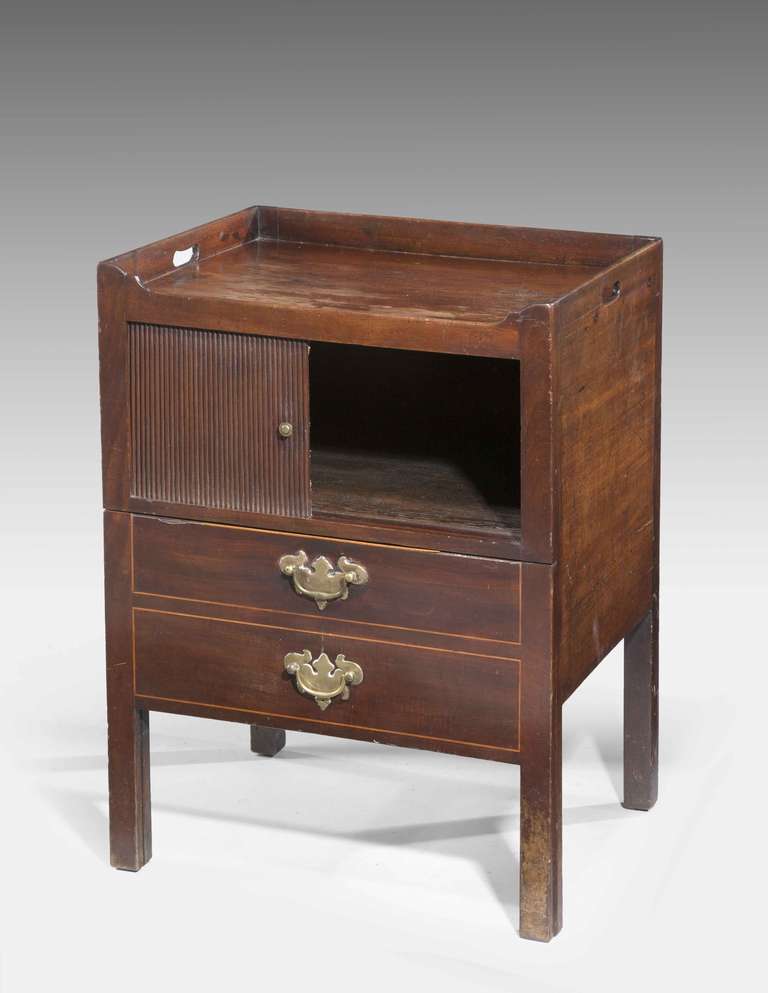 George III Chippendale Period Mahogany Tambour-Fronted Night Cupboard