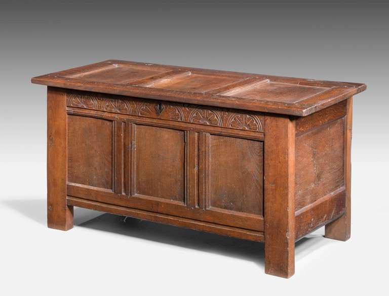 Early 18th century oak Kist with a well carved upper section, the base boards replaced during the 19th century.

A Kist (also called coffer or chest) is one of the oldest forms of furniture. It is typically a rectangular structure with four walls