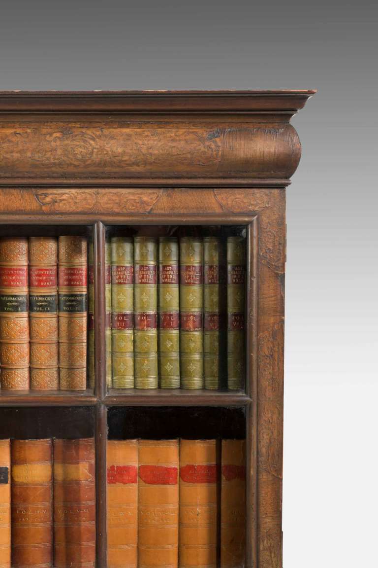 20th Century William and Mary Style Marquetry Cabinet Bookcase