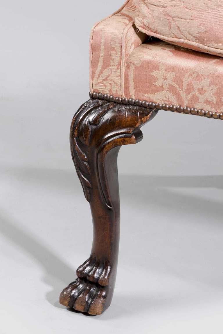 18th Century and Earlier George II Period, Mahogany Framed Wing Chair of Small Proportions