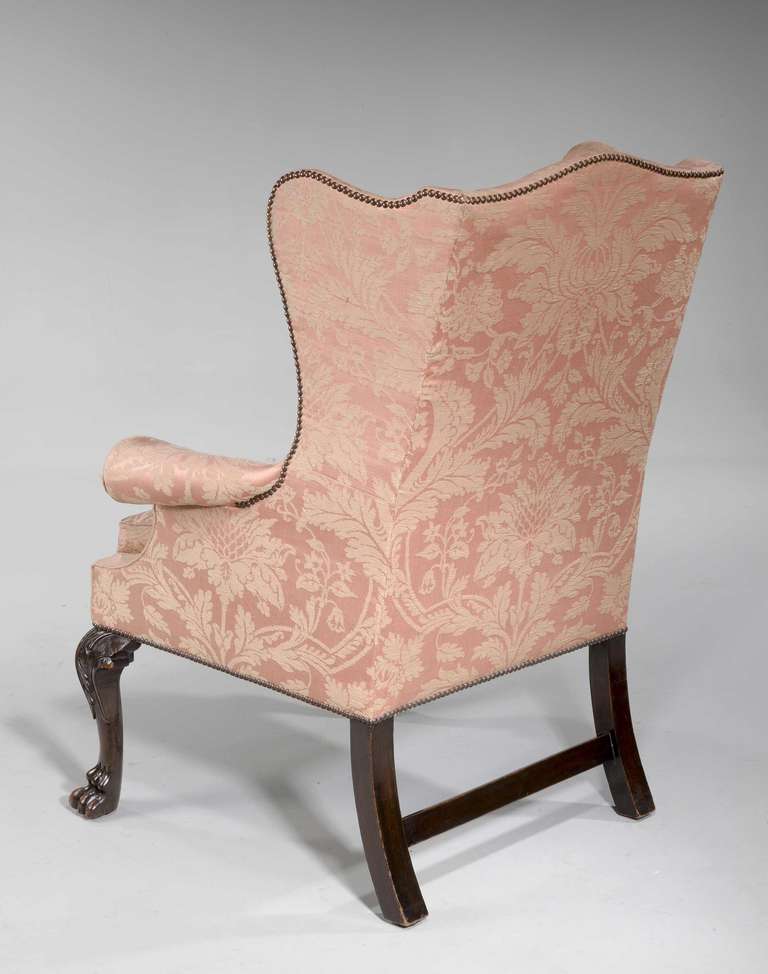 British George II Period, Mahogany Framed Wing Chair of Small Proportions