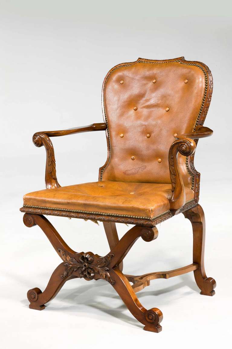 British Pair of George II Design Open Armchairs