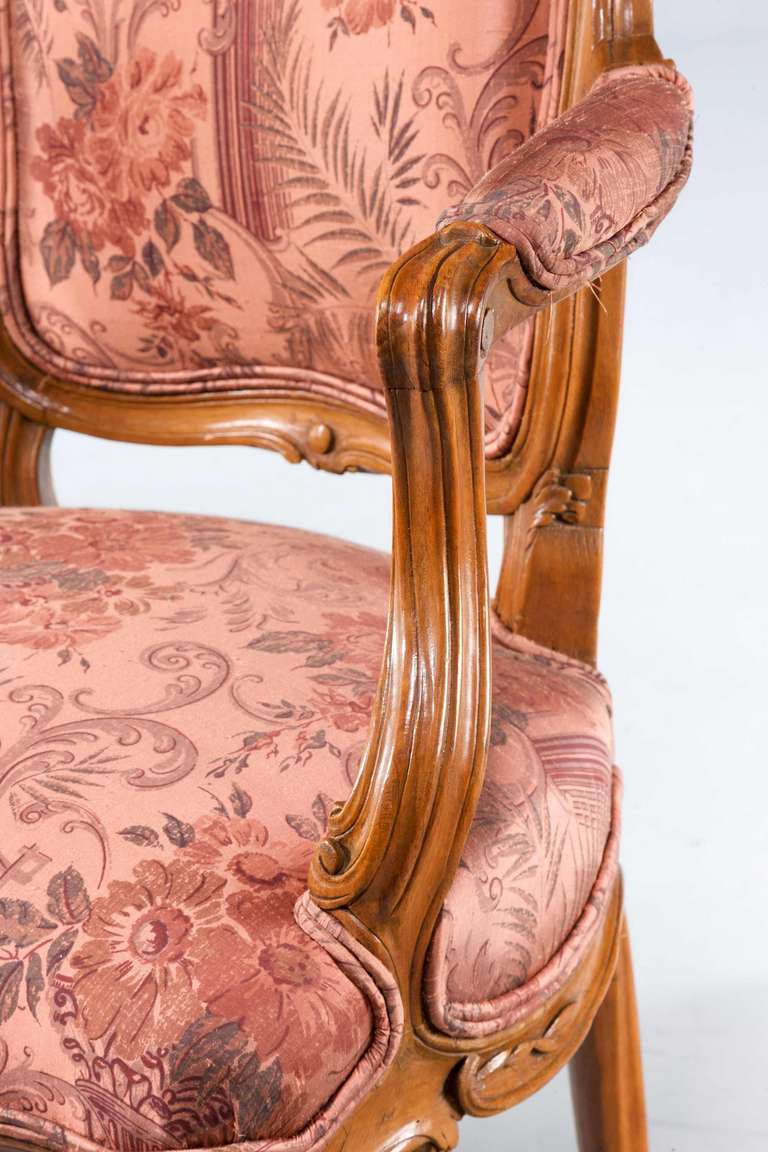 Beech Pair of Louis XV Period Fauteuils