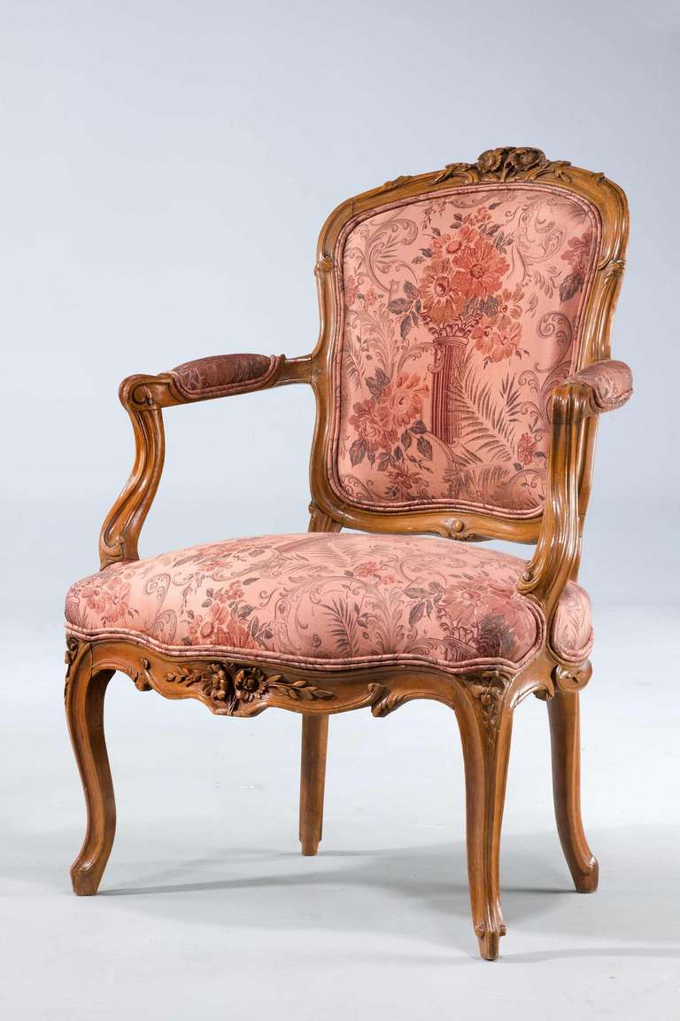 18th Century and Earlier Pair of Louis XV Period Fauteuils